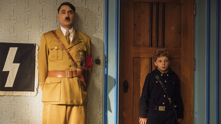 Taika Waititi (Adolf) and Roman Griffin Davis (Jojo) star in Waititi's new film Jojo Rabbit.